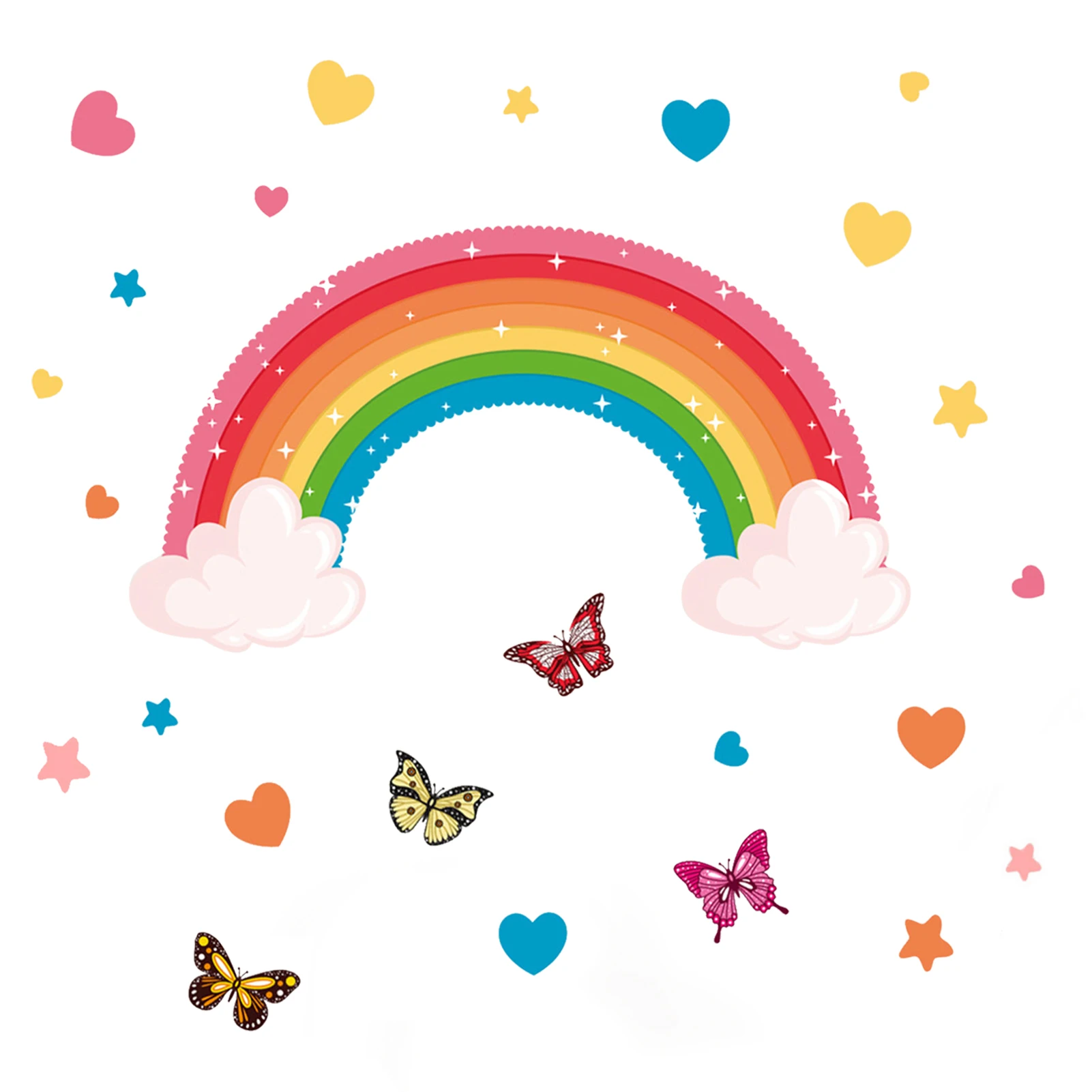 

Rainbow Wall Stickers Kids Colorful Wall Decals WITH Rainbow Butterfly Star Love Heart PATTERN Removable Wall Stickers For Kids