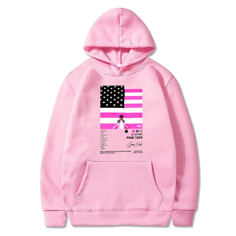 Толстовки Rapper Lil Uzi Vert с музыкальным альбомом и розовой лентой худи графическим