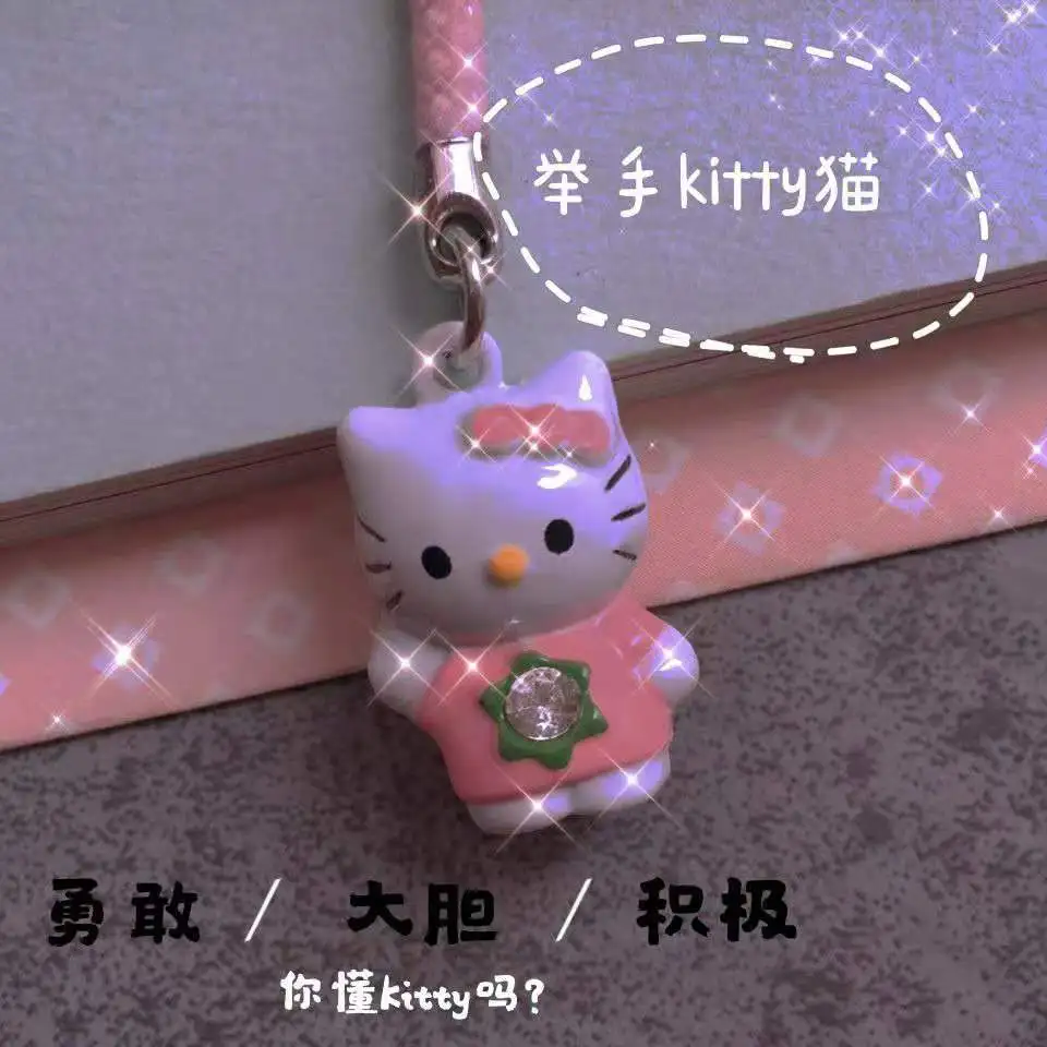 

Kawaii Sanrio Accessories Hello Kittys Peripherals Lucky Cat Bell Pendant Cute Beauty Ornament Key Chain Girls Gift