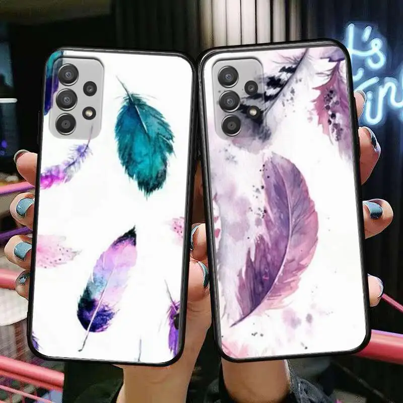 Чехол для телефона с акварельными рисунками перьев Samsung Galaxy A70 A50 A51 A71 A52 A40 A30 A31 A90