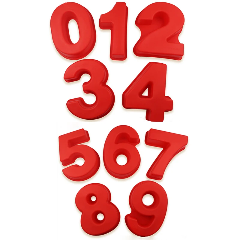 

10 Inch 0-9 Numbers Shape Digtial Shape 3D DIY Fondant Cake Mold Chocolate Silicone Cake Molds Cake Decorative Molds Baking Tool