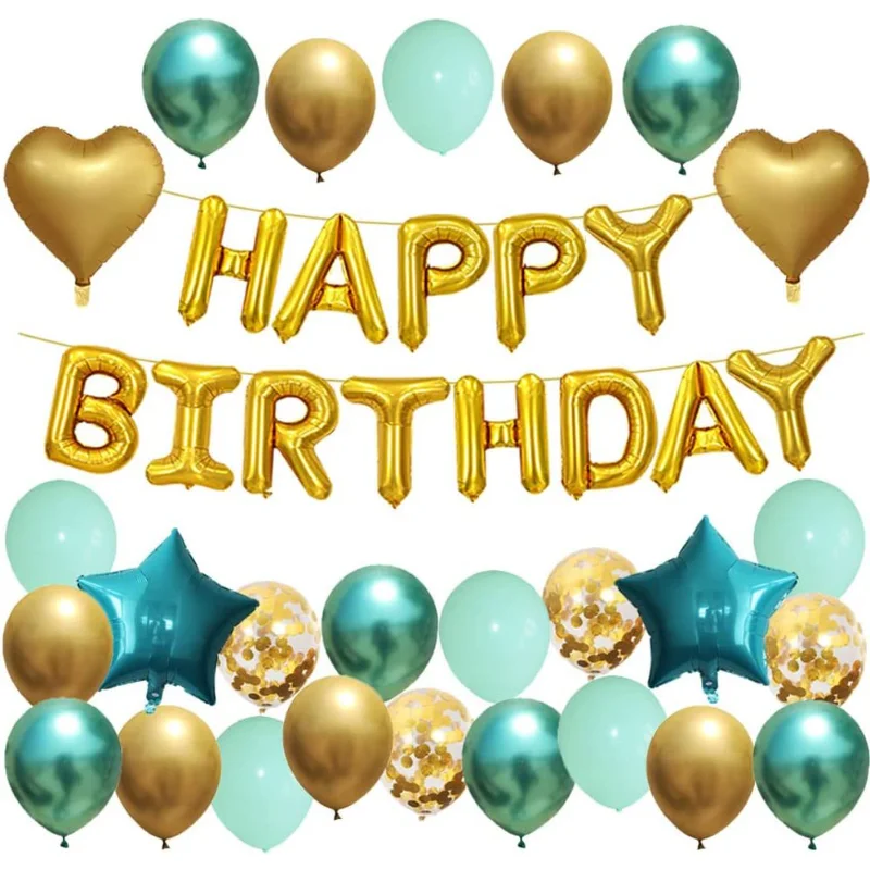 

Happy Birthday Balloon Set 16 Inch Letter Foil Balloon Birthday Party Decoration Kids Gold Confetti Balloons Party Supplies