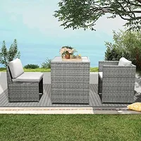 Outdoor Wicker Bistro Set of 3 with Cushions