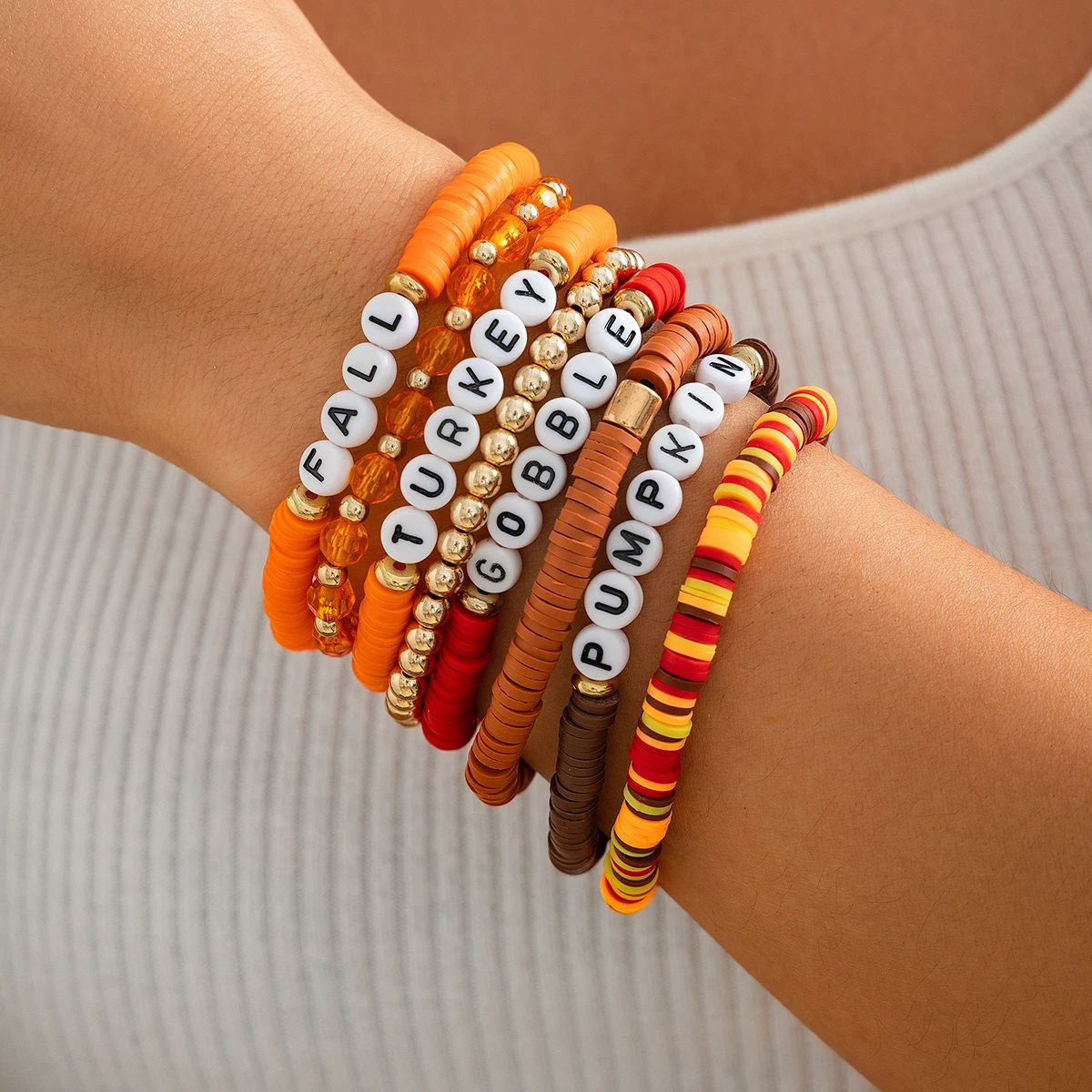 Lacteo красочные штабелируемые мягкие керамические акриловые бусины браслет