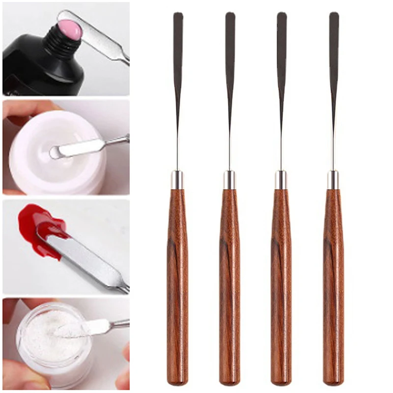 

1Pc Solid Wood Nail Glue Mixing Stick Spatula UV Gel Polish Glitter Powder Stirring Spatuler Rod For Nail Art Tools