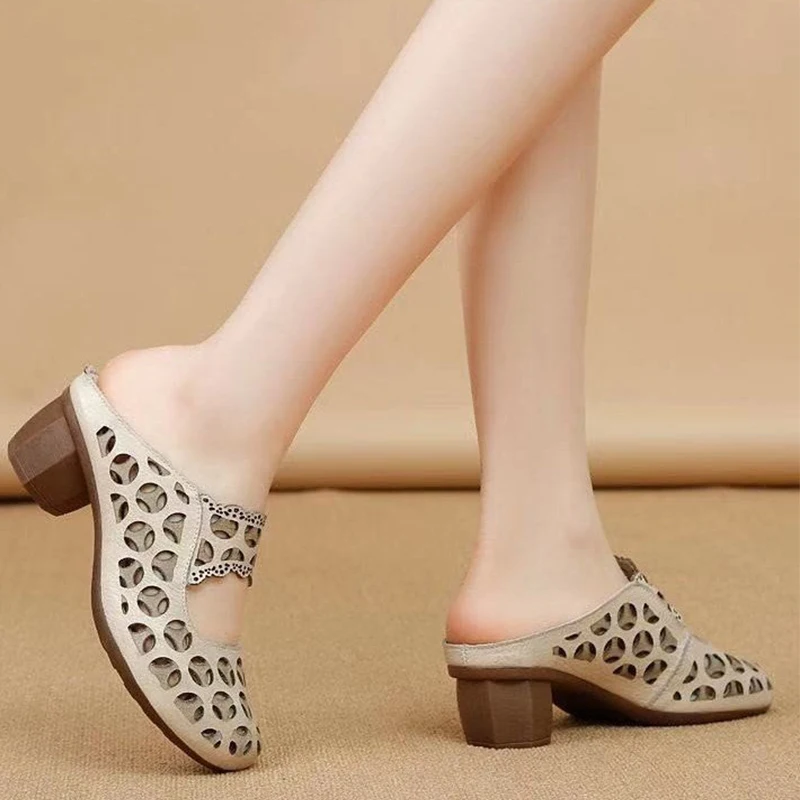 

Сандалии женские без застежки, босоножки на низком квадратном каблуке, дышащая обувь в римском стиле, лето 2022