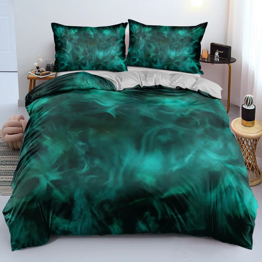 

3D Luxury Duvet Cover Sets Green Black Bed Linen Design Custom Soft Bedclothes and Pillowcases Quality Bedding Set For Bedroom