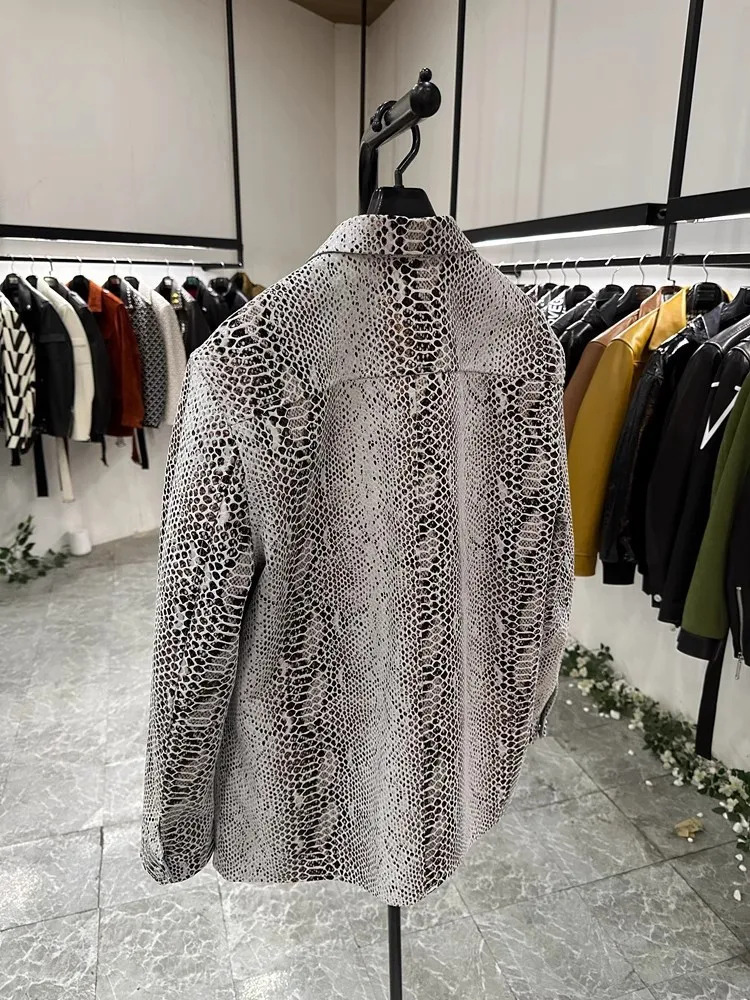 Высококачественная Мужская куртка из натуральной кожи однобортная дизайнерская