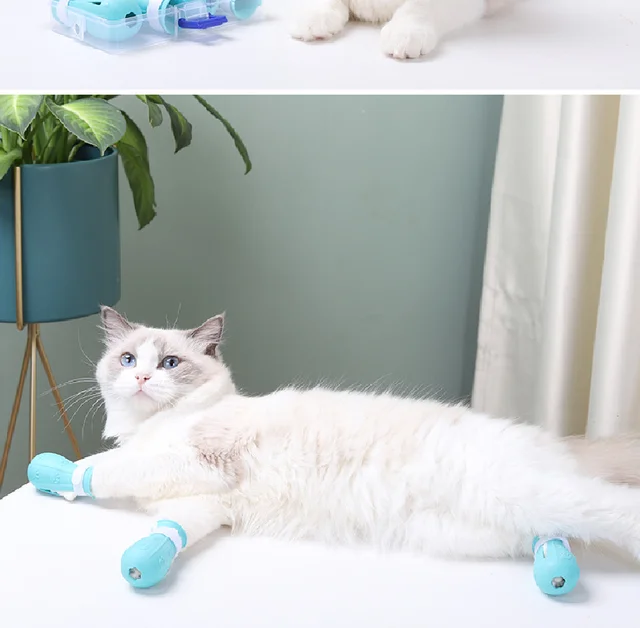 Adjustable Cat Foot Cover Pet Anti-Scratch and Bite Silicone Cover Anti-Scratch Cat Footwear Pet Bath Paw Cover Cat Supplies 5