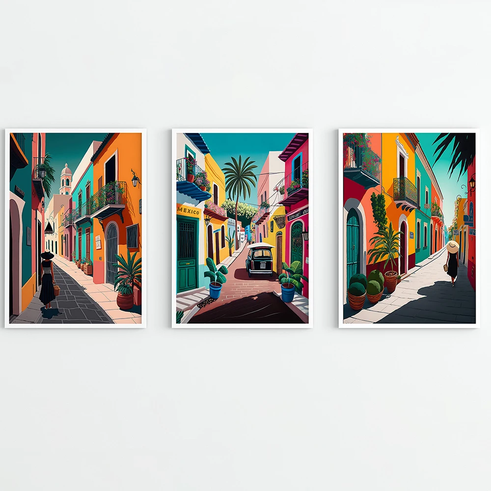 Красочные настенные художественные рисунки в мексиканском уличном стиле