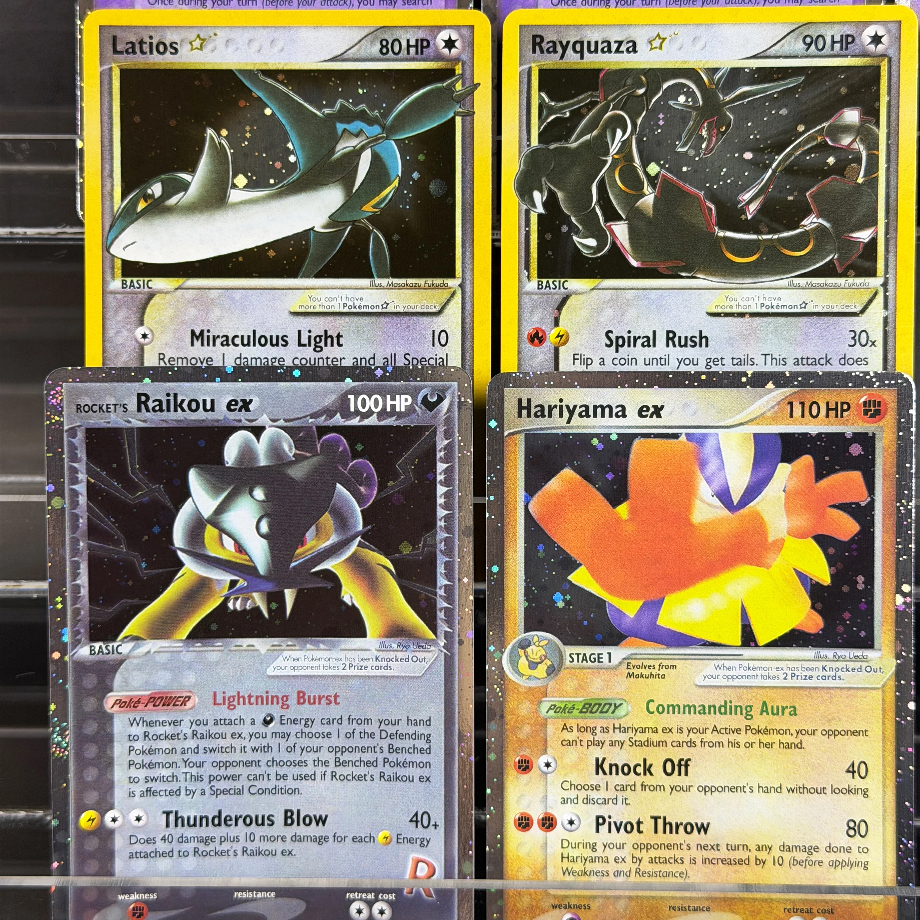Фото Коллекционные карты PTCG EX: Легендарный набор троиц Deoxys Gold Star, голографические карты Cosmos, винтажные редкие карты Chase, карты Rayquaza, Latias, Rayquaza Proxy, ретро-коллекция №3