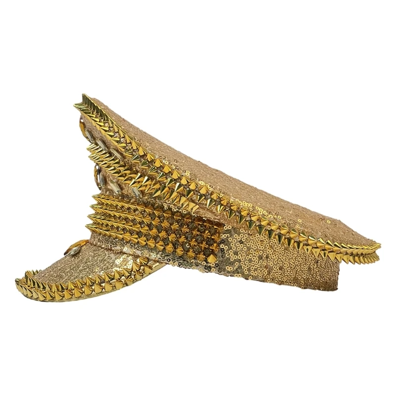 Военная шляпа для взрослых со стразами капитана-сержанта роскошная с заклепками