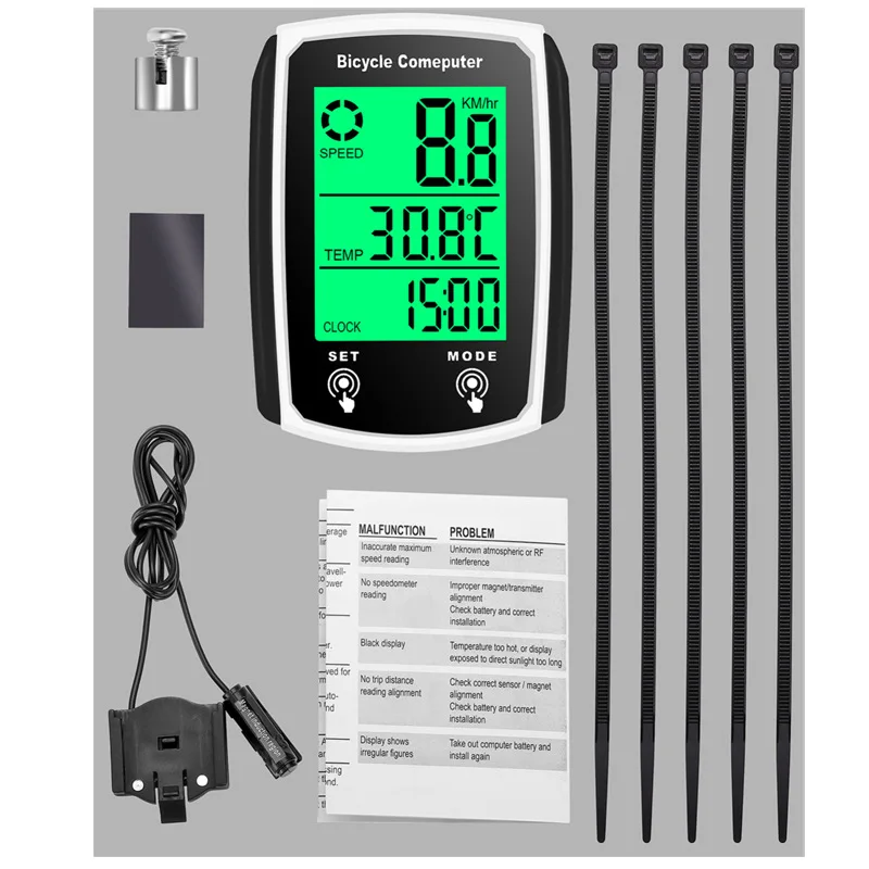 

Водонепроницаемый велосипедный компьютер, проводной велосипедный спидометр, одометр, велосипедный компьютер с ЖК-дисплеем и подсветкой, велосипедный компьютер