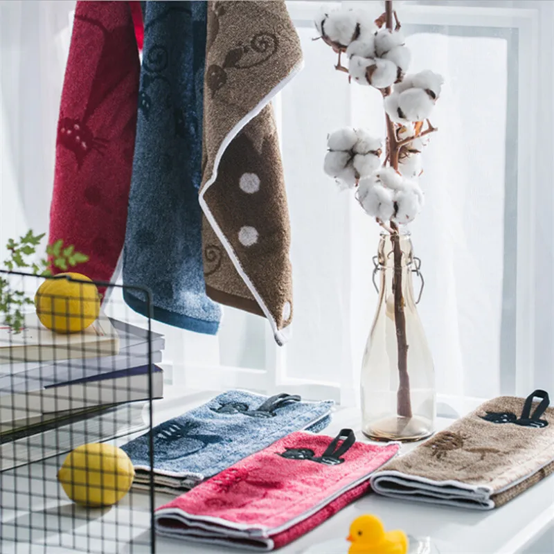 

Fashion Embroidered Face Towel 100% Cotton Soft Table Napkins Cartoon Cat Pattern Bathroom Towels Absorbent Fast Drying