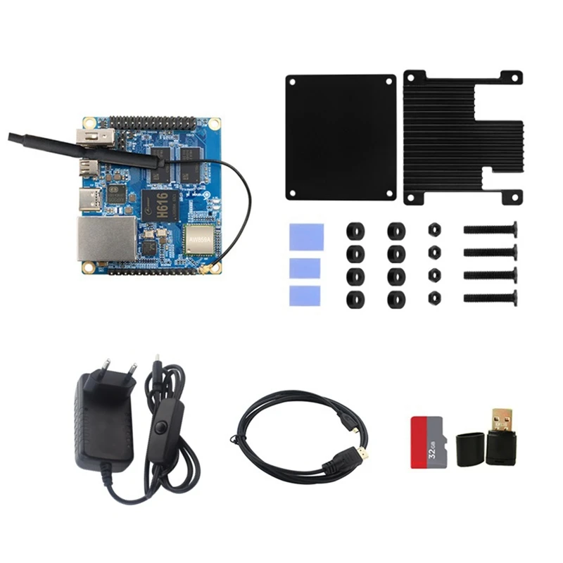 

For Orange Pi Zero 2 Development Board Kit With Shell+HD Cable+32G TF Card+Card Reader+Power Adapter