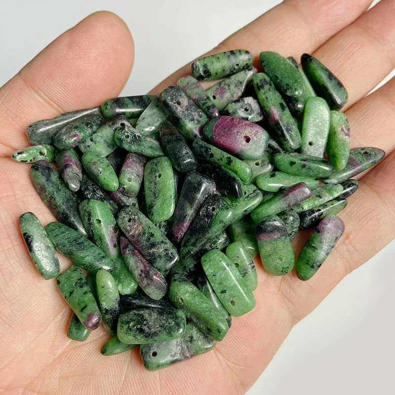 

Natural Green Epidote Stone Stick Beads Drilled Raw Gems Loose Point Chip Beads For Women Jewelry Making DIY Necklace Earring