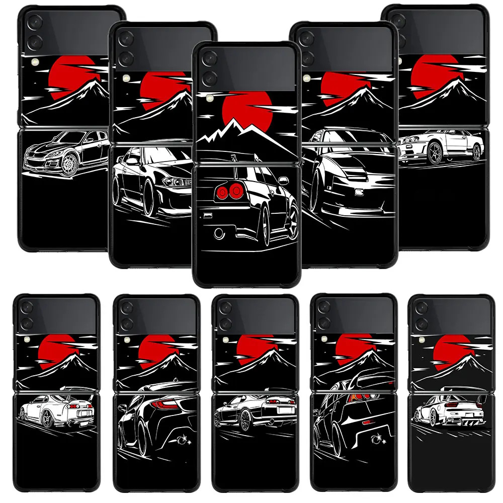 Японский чехол для телефона с изображением спортивных автомобилей Samurai Hill Sunrise для Samsung Galaxy Z Flip 4 Z Flip3