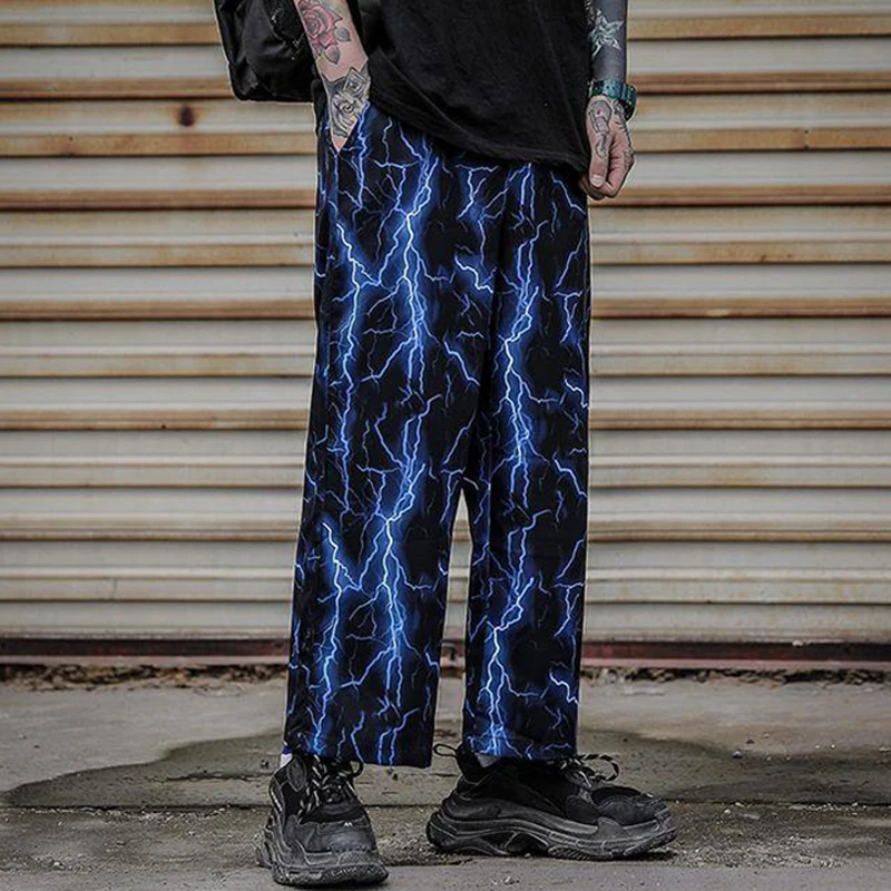 

Hip-hop fried street high street style lightning straight casual pants men and women loose dark hip-hop pendant nine-point pants
