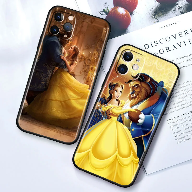 

Disney Beauty Beast For iPhone 14 13 12 11 Pro Max Mini XS Max X XR 7 8 Plus 6 Plus Silicone Black Shell Phone Case