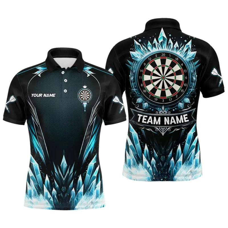 Фото 3D персонализированное имя Fire Flame Darts Мужская спортивная мужская футболка Поло Дартс Рубашка для мужчин Дартс Команда Джерси Подарок для любителей дартса №5