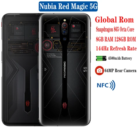Global ROM Nubia Red Magic 5G игровой телефон 6,65 дюймов 144 Гц Snapdragon 865 4500 мАч 64 Мп задняя камера Android 10 Google Play мобильный телефон