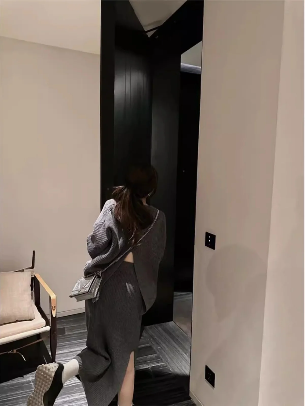 Idle Sle Wear Вязаный костюм Платье Женский осенне-зимний новый корейский Юбка с