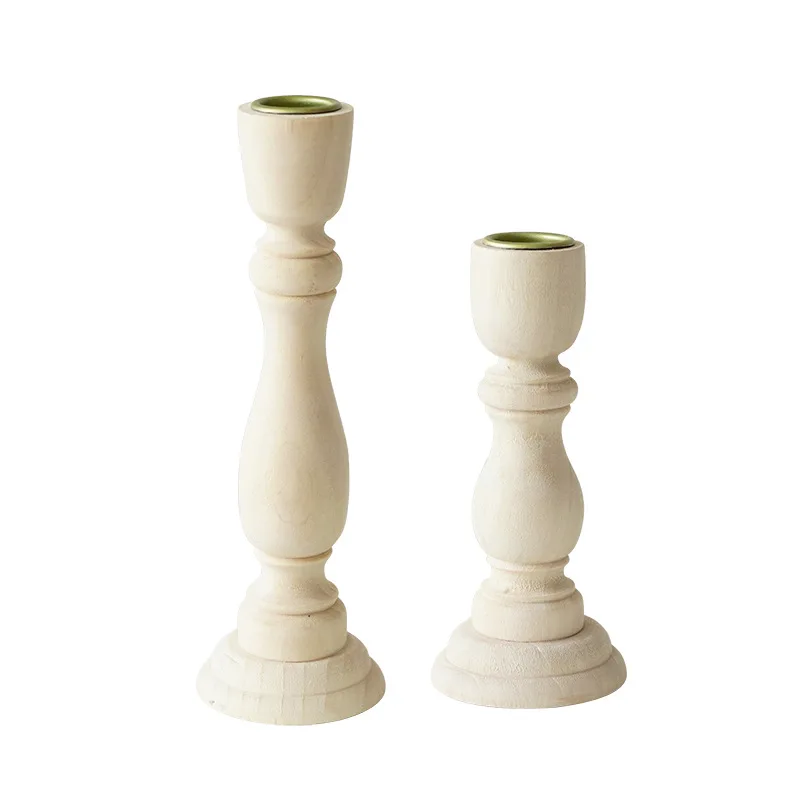 Stump Wooden Candle Holder Candlestick Dinner Table Decor