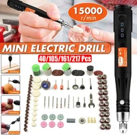 40105161217pcs rotary tools accessories diy set usb mini electric grinder drill engraving carving pen polishing machine