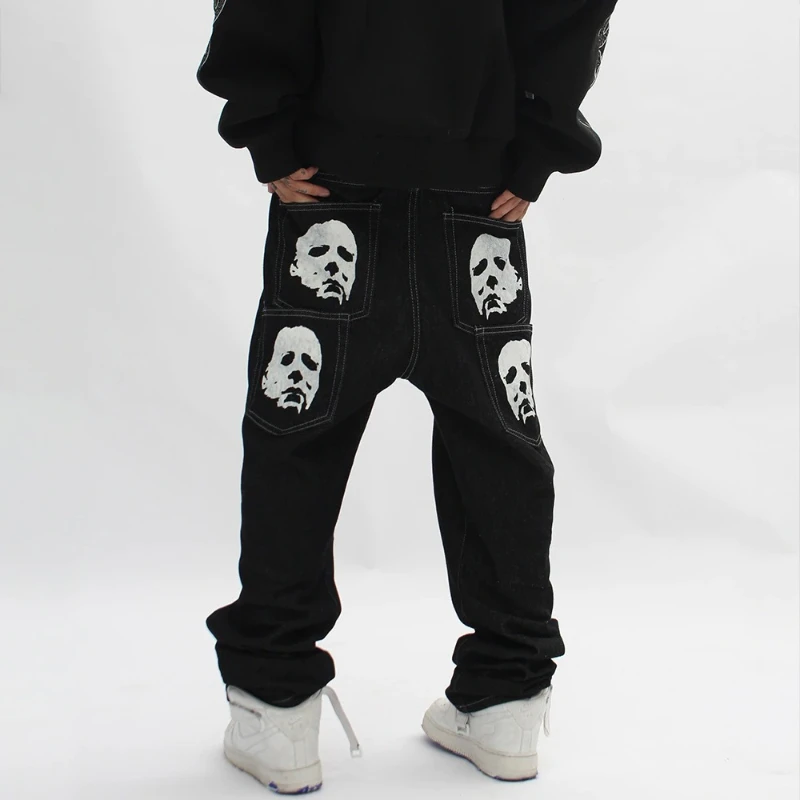 's Fashion Emo Kot Pantolon Harajuku Street Jeans Straight L