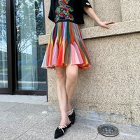 colorful rainbow skirt 2022 spring summer elastic waist short skirt for women tutus ball gown girls party formal wear
