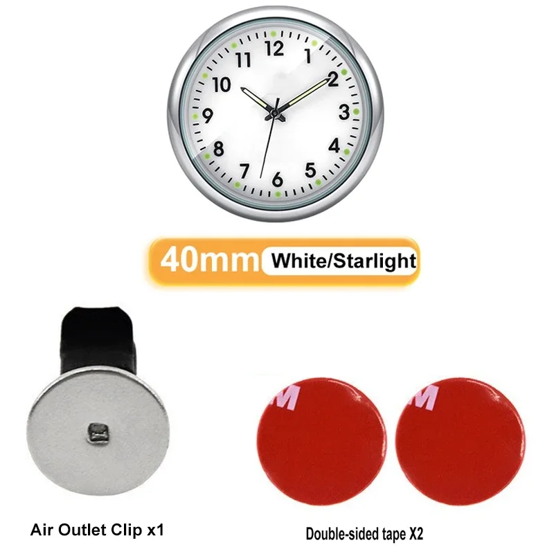 

40/43 мм Мини светящиеся автомобильные часы, автомобильные внутренние часы, механические кварцевые часы, автомобильное украшение