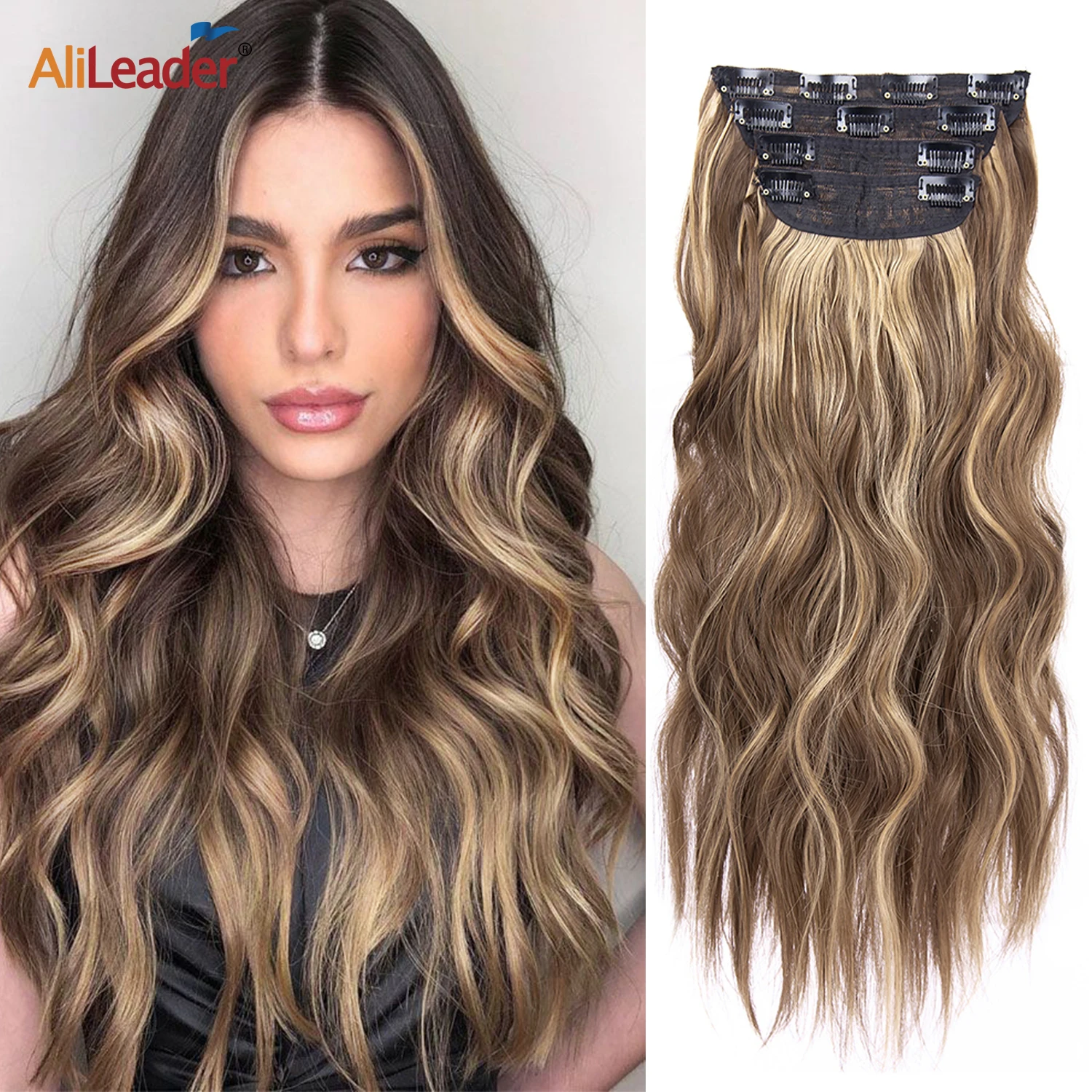 

Synthetic Hairpieces Clip In Hair Extensions 11Colors Long Wavy Thick Hairpieces Ombre 11Clips Fake Hair Piece 20Inch 4Pcs/Set