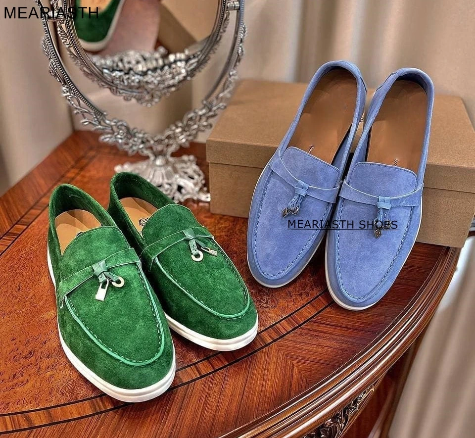 

Women Loafers Suede Leather Flat Walking Shoes 2023 New Shoes for Men Moccasins Metal Lock Designer Luxury Lovers Casual Shoes