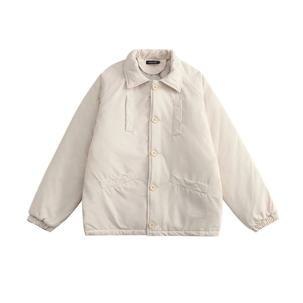 Covrlge Winter Warm Minimalist Style Cotton-padded Men's Jacket Lapel Quilted Coat All-match Blouse Trend Male Streetwear MWM128