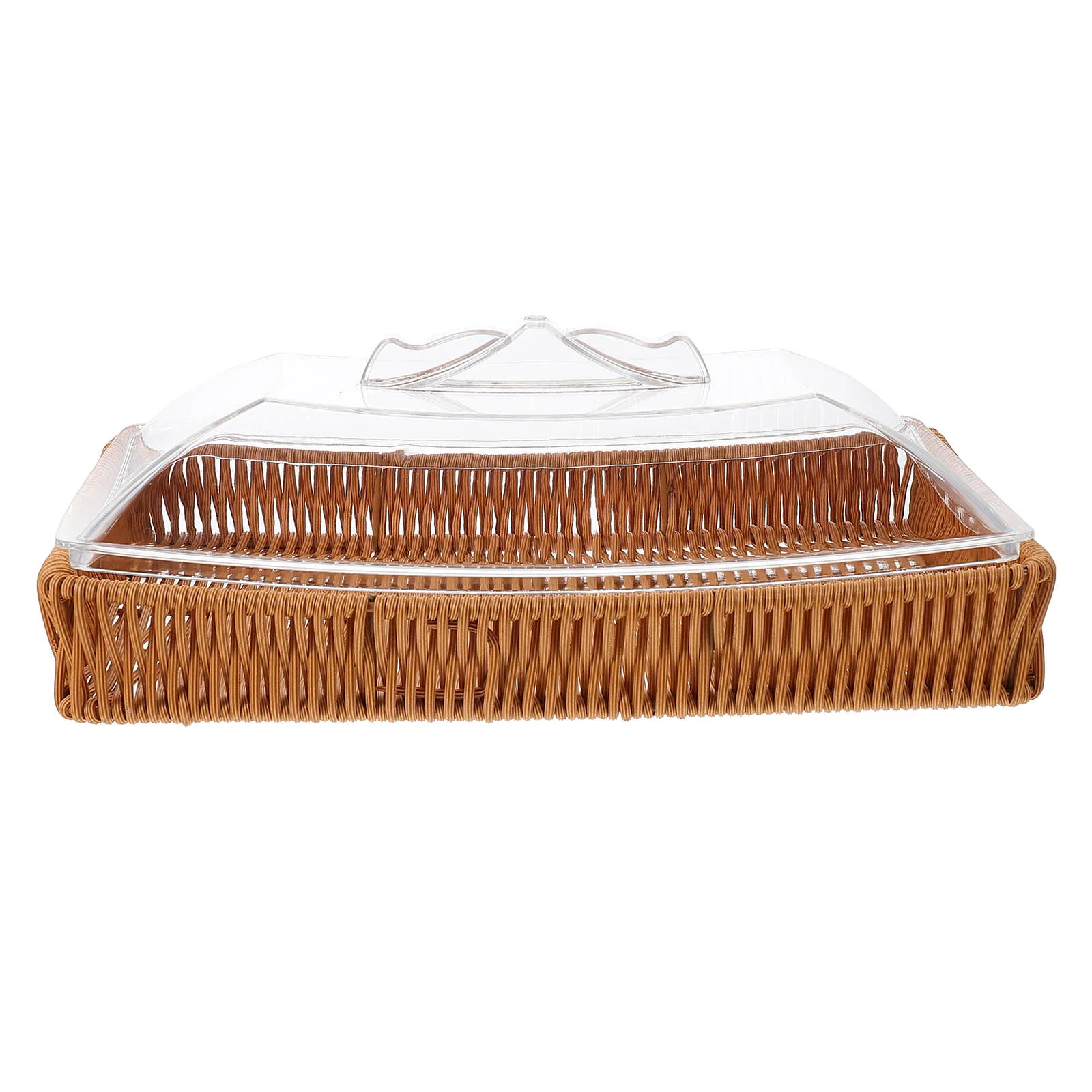 

Basket Storage Wicker Tray Serving Food Snack Vegetable Fruit Box Countertop Acrylic Bread Woven Cover Handmade Candy Arranger