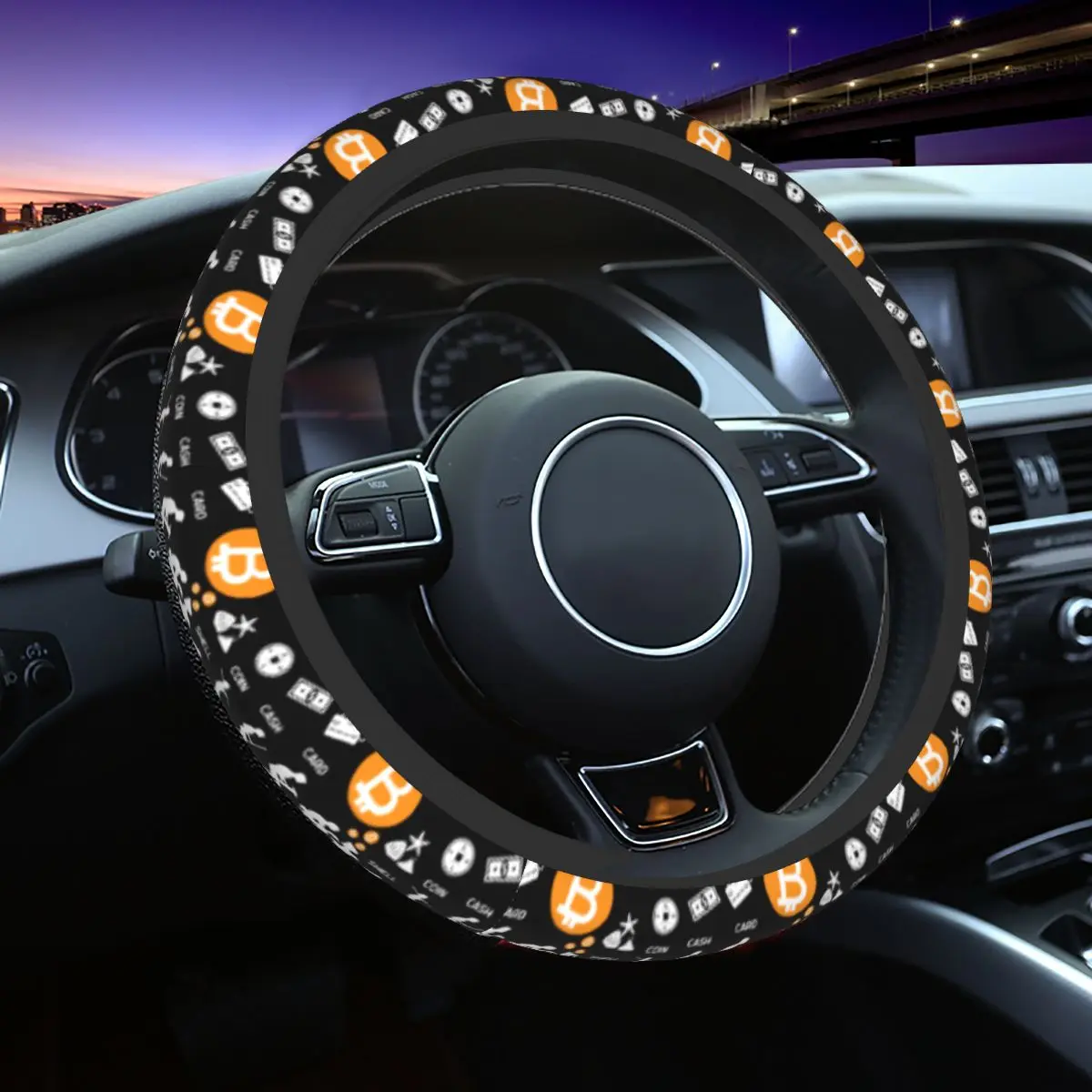 

The Evolution Of Money Funny Bitcoin чехол рулевого колеса автомобиля 38 см Нескользящая криптовалюта красочная автостайлинг