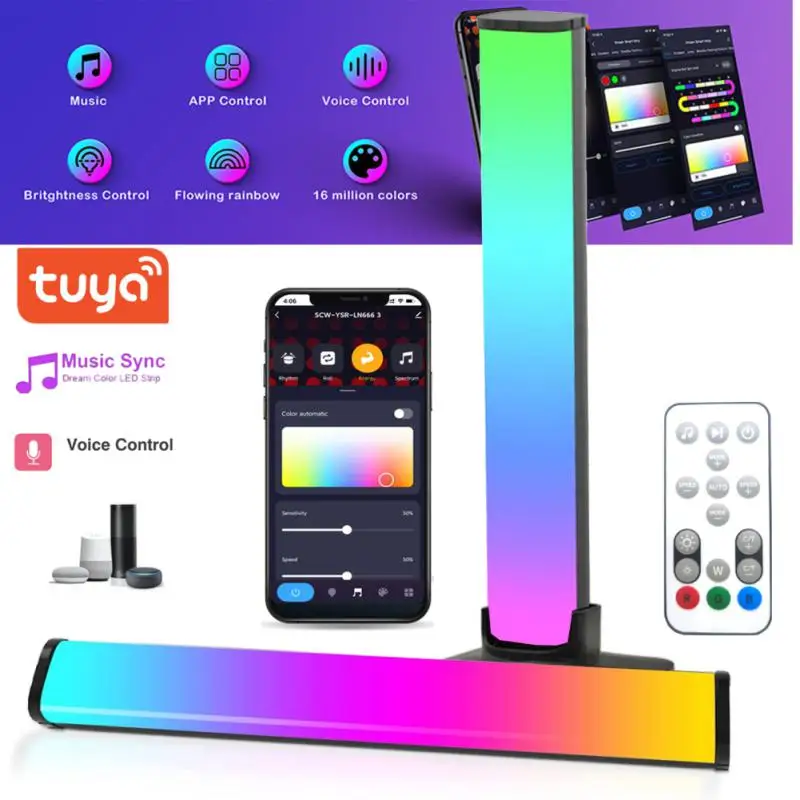 

Tuya Smart WiFi Music Ambient Light Novelty Ligh App Control TV Bar Light Work With Alexa Google Assistant For PC Gaming TV Room