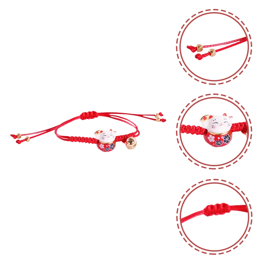 

Bracelet Cat Lucky Braceletsstring Beads Braided Fortune Women Wrist Neko Luck Good Kawaii Chain Maneki Friendship Ceramic