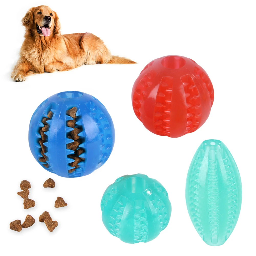 

Extra-tough Rubber Ball Dog Chew Leakage Food Toy Funny Pet Interactive Elasticity Balls Puppy Teeth Clean Molar Bite Ball Toys