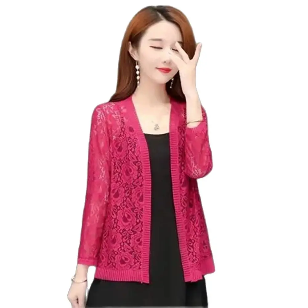 

New Women's Summer Three-quarter Sleeve Small Shawl With Skirt Loose Sunscreen Shirt Air-conditioning Shirt Short Lace Cardigan