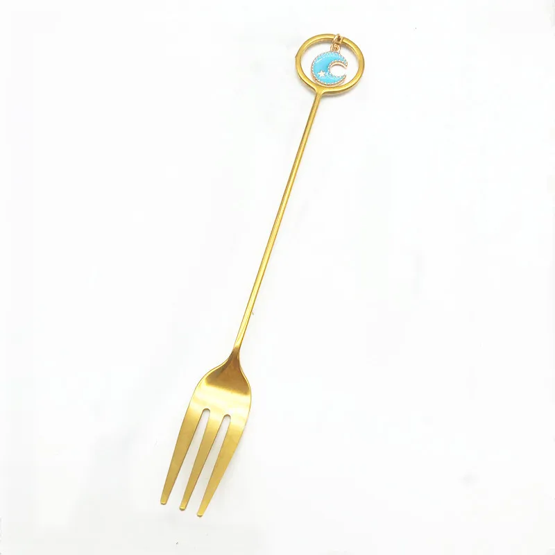 Нержавеющая сталь Луна Звезда ложка идентификация для дома кофе десертная Вилка