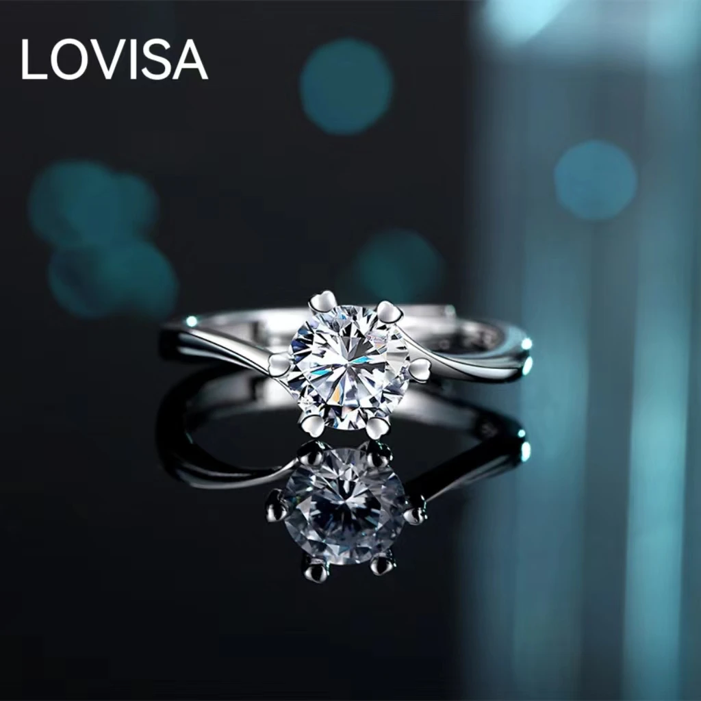 

Moissanite Engagement Rings Women Classic 1ct S925 Certified Round Lovers Brilliant Diamonds Wedding