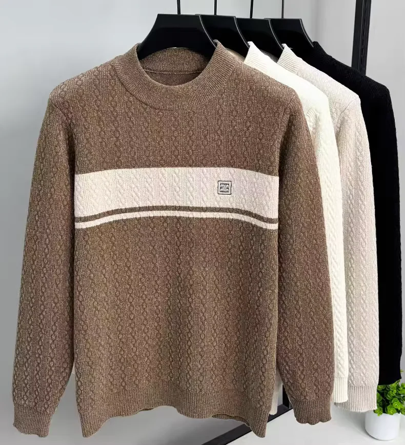  Высококачественный трикотажный свитер мужской круглый воротник осень - зима