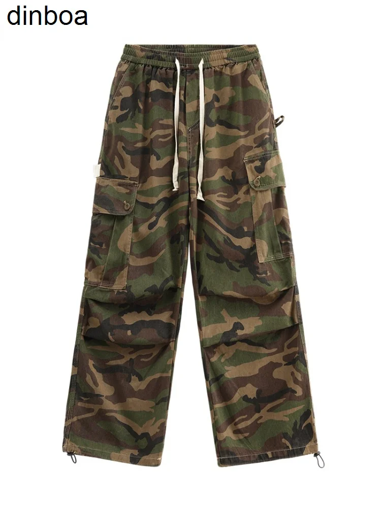 

American Street Retro Harajuku Camouflagewide-leg Y2k Overalls Loose Large Pockets Straight-leg Casual Pants Men Women All-match