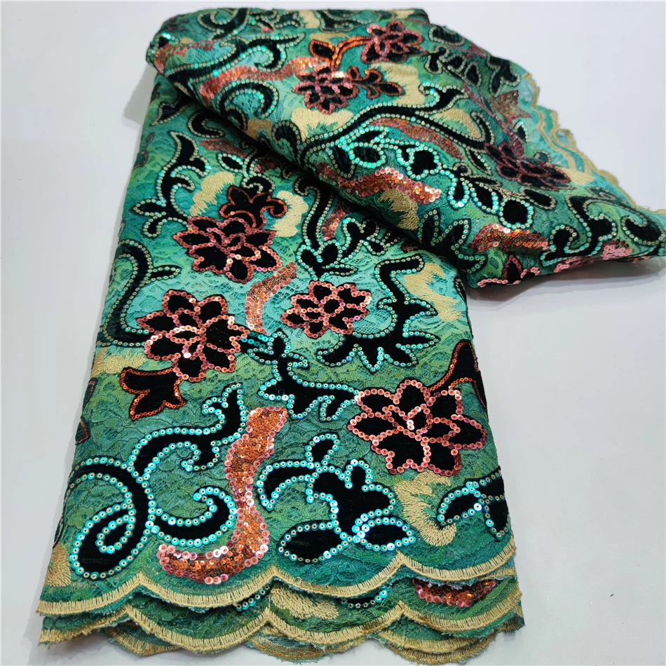 

on sales flower embroidered lace fabric Nigerian lace fabric for fashion dress
