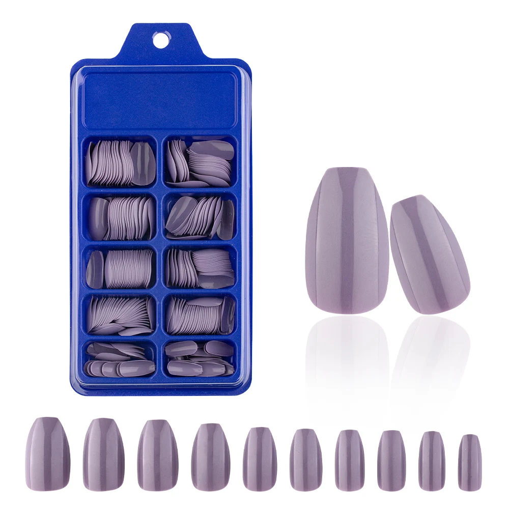 Глянцевые короткие накладные ногти 240 шт./коркор. акриловые телесного цвета