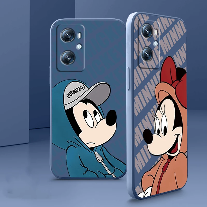 

Fashion Couple Mickey Minnie Phone Case For OPPO Find X5 X3 F21 Lite A96 A94 A93 A77 A76 A74 A72 A57 A53S A16 A9 5G Liquid Rope