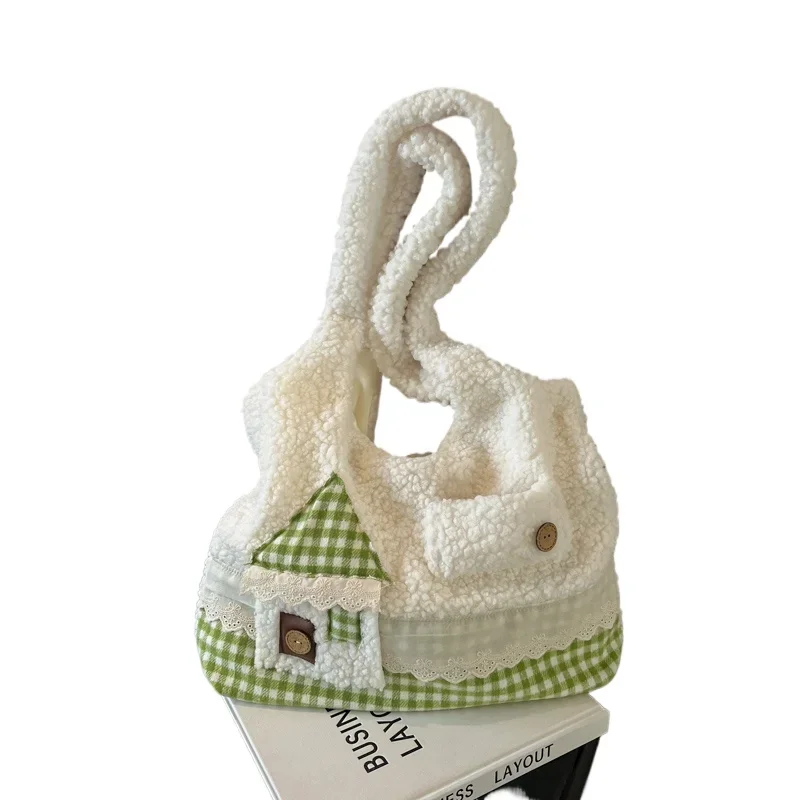 Хлопковый материал с пряжкой новинка 2024 однотонная модная зимняя сумка на плечо