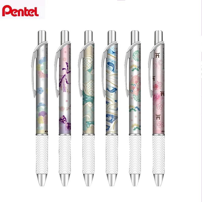 Japan Pentel Energel Gel Pen Spring Limited BLN75SP 0.5mm Quick Dry Black Ink School Supplies Kawaii with 3 Black Refill