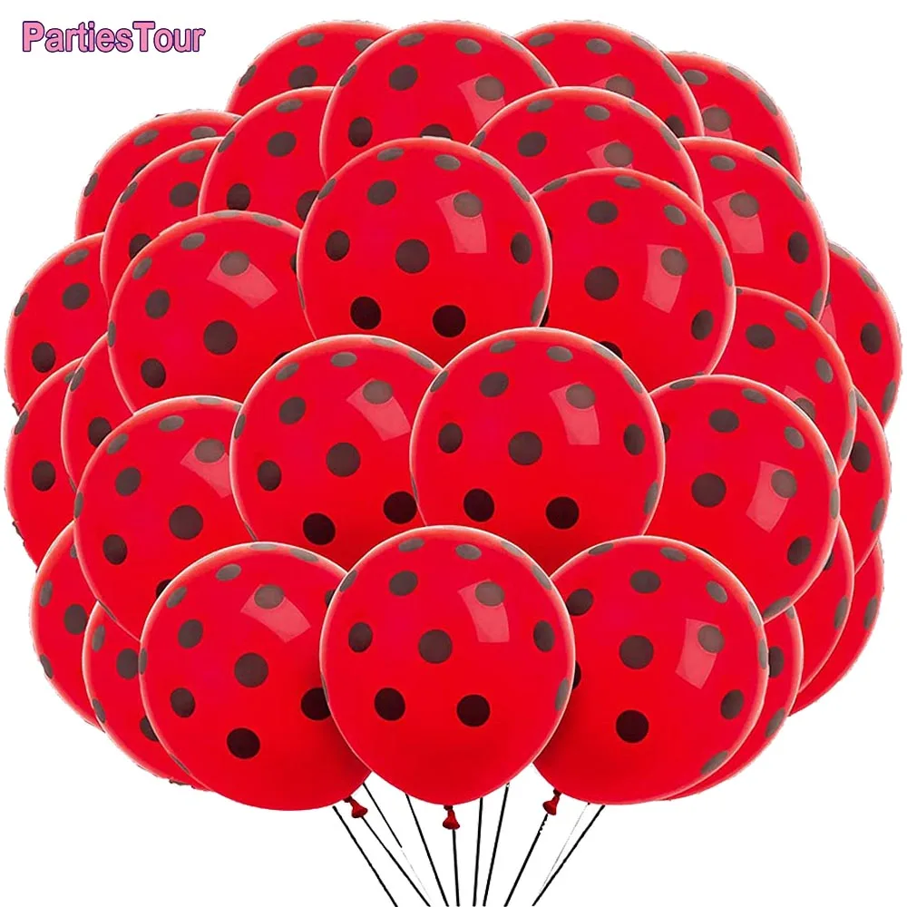 

50 Pcs Ladybug Latex Balloons Black Red Theme Party Kids Birthday Party Festival Wedding Decorations